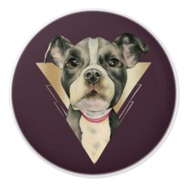 "Welpe mustert" das Pitbull-HundeAquarell, das 4 Keramikknauf