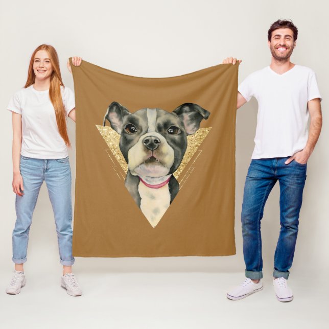 Welpe mustert | Pitbull-HundeAquarell-Malerei Fleecedecke (Beispiel)