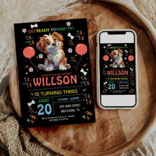 Welpe Party Geburtstag   Niedliches Kinderhundethe Einladung