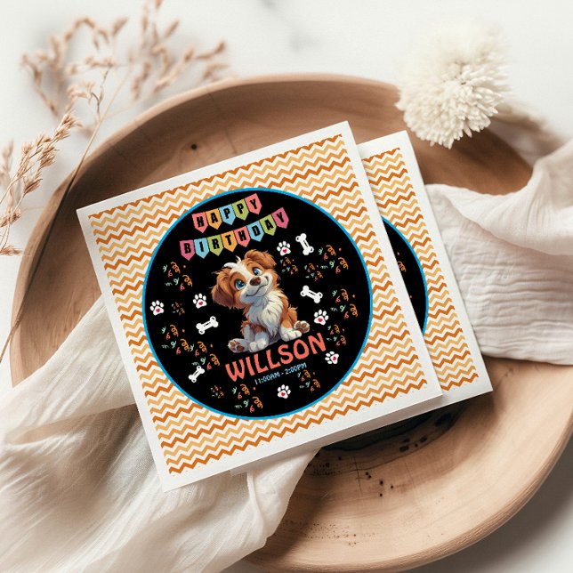 Welpe Party Geburtstag | Niedliches Kinderhundethe Serviette (Von Creator hochgeladen)