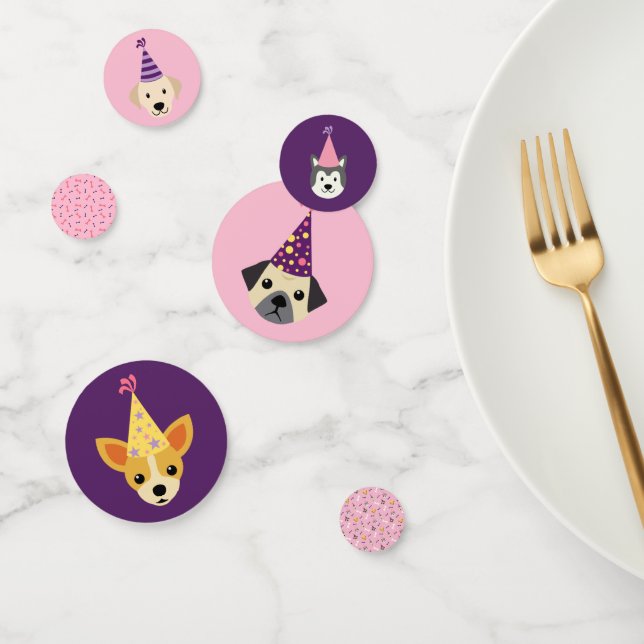 Welpe Party, Hunde Party Rosa und Lila Confetti Konfetti (Gruppe)