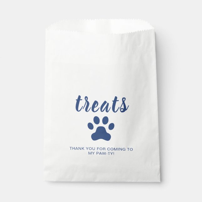 Welpe Party Leckerei bevorzugt Tasche blau Geschenktütchen (Vorderseite)