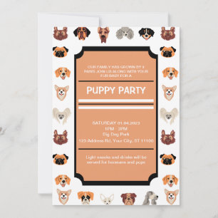 Welpe Party, neues Welpen-Party, Hund zum Geburtst Einladung