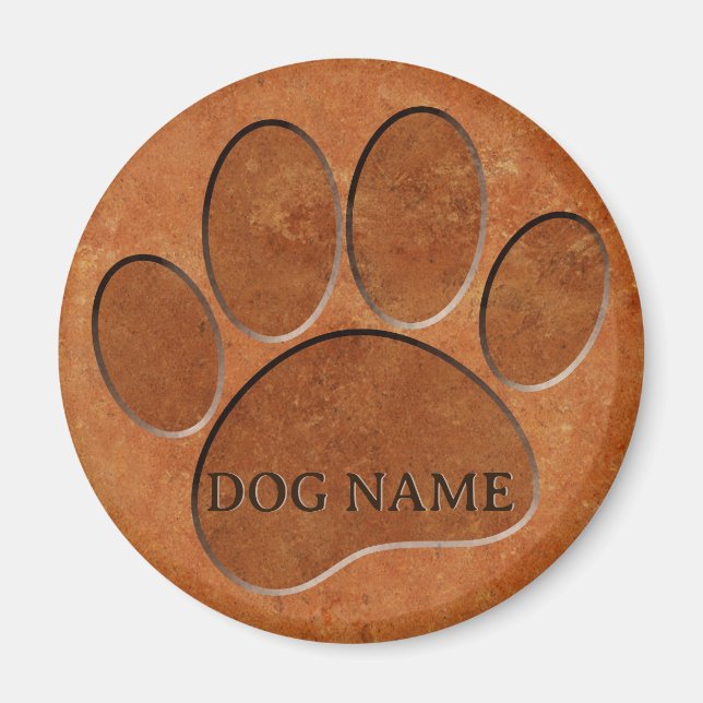 Welpe Paw Imitats Terracotta Print Individuelle Na Magnet (Vorne)
