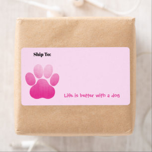 Welpe Pawprint / Rosa auf Rosa / Leben ist besser