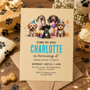 Welpe Pawty Dog Geburtstag Einladung