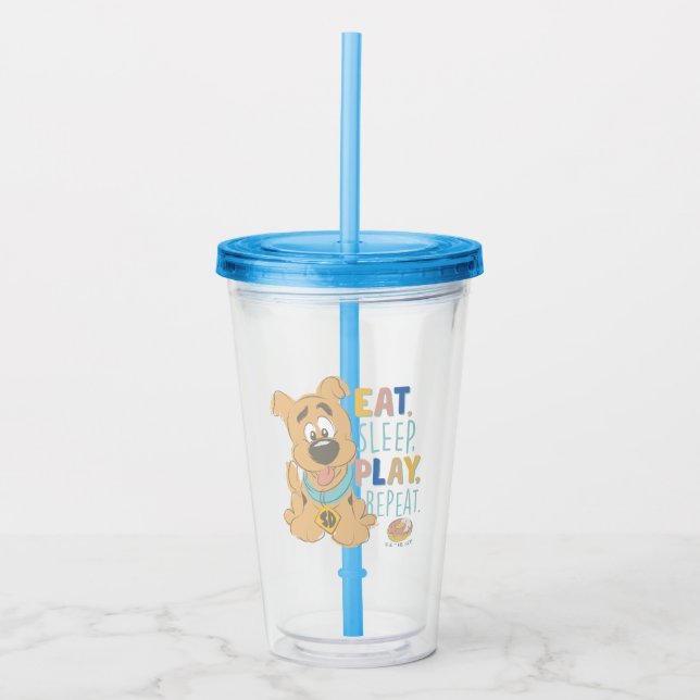 Welpe Scooby-Doo "Essen, schlafen, spielen, wieder Acryltrinkbecher (Vorderseite)