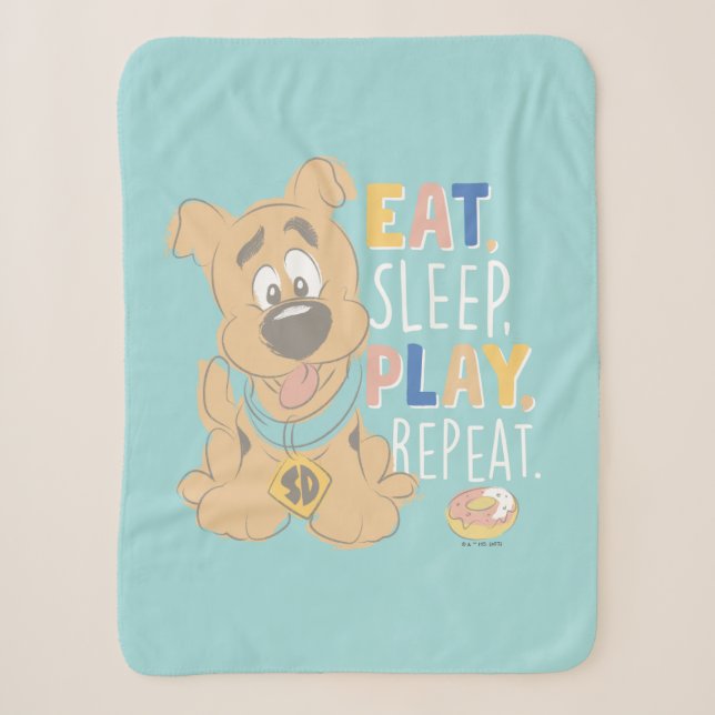 Welpe Scooby-Doo "Essen, schlafen, spielen, wieder Sherpadecke (Vorderseite)