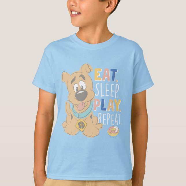Welpe Scooby-Doo "Essen, schlafen, spielen, wieder T-Shirt (Vorderseite)