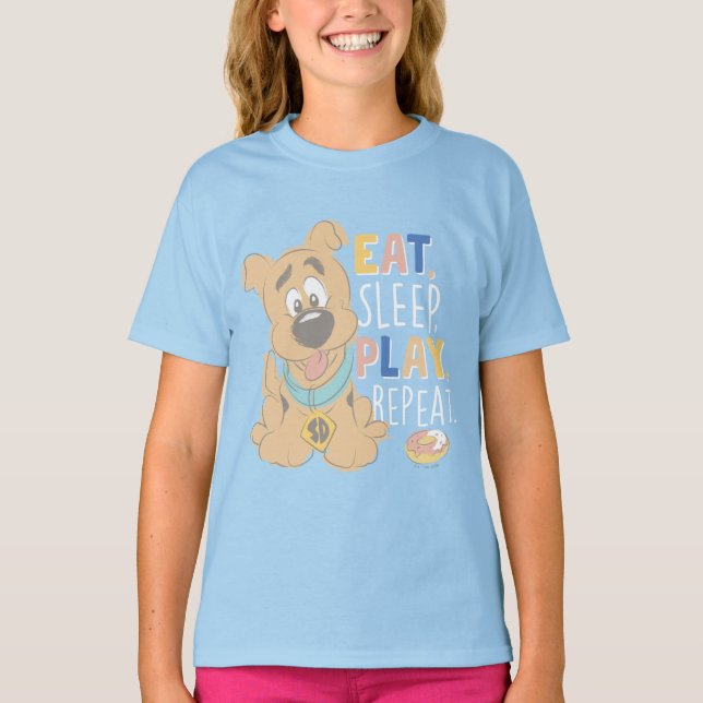 Welpe Scooby-Doo "Essen, schlafen, spielen, wieder T-Shirt (Vorderseite)