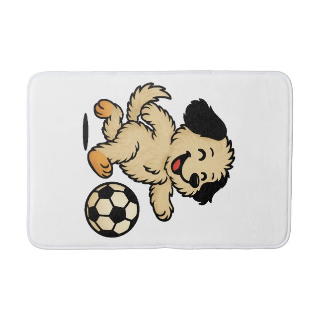 Welpe spielt Fußball Badematte (Vorderseite)