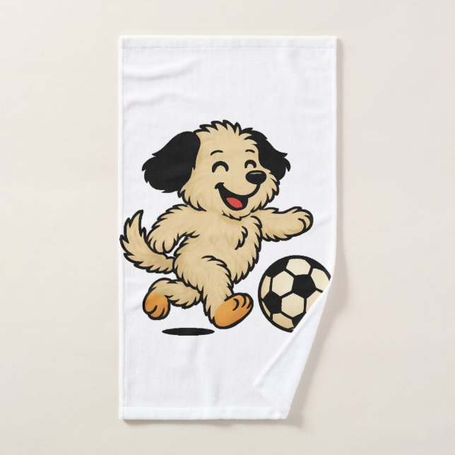 Welpe spielt Fußball Handtuch (Handtuch)
