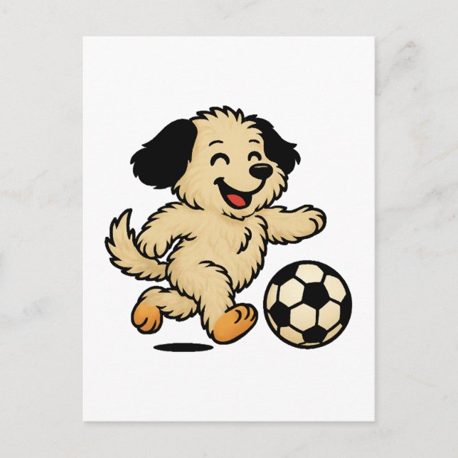 Welpe spielt Fußball Postkarte (Vorderseite)