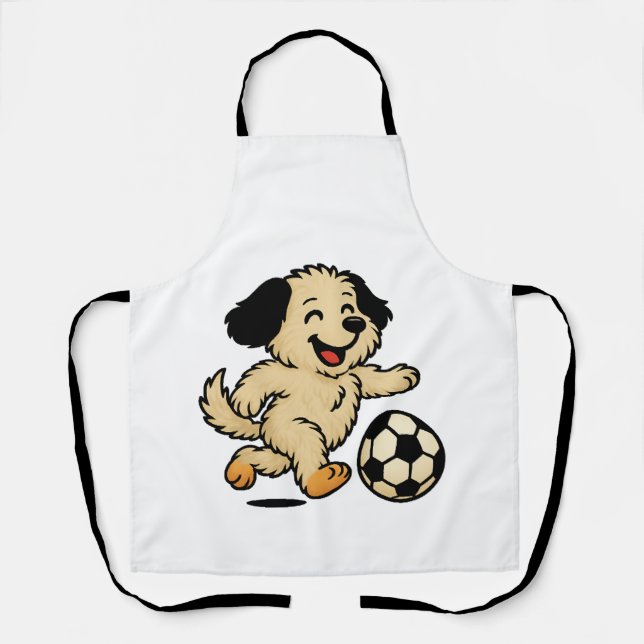 Welpe spielt Fußball Schürze (Vorderseite)