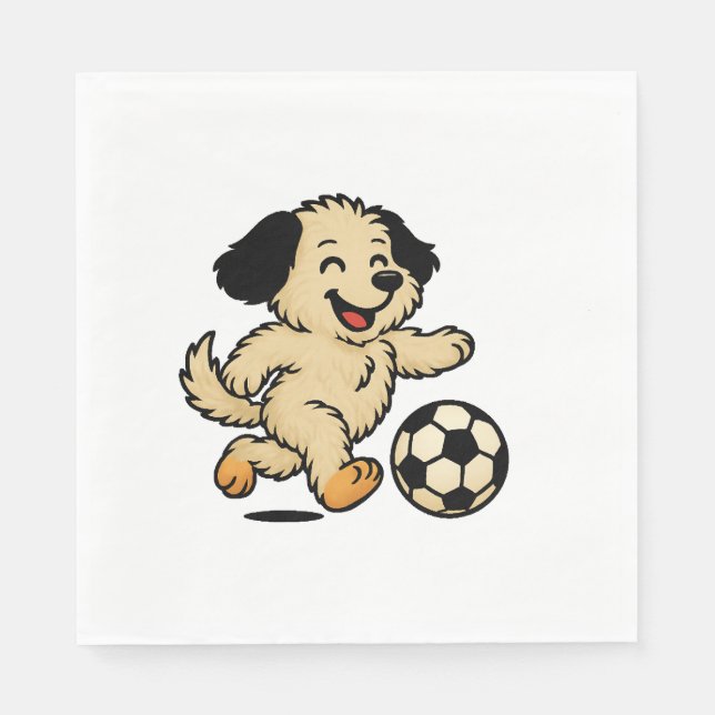 Welpe spielt Fußball Serviette (Vorderseite)