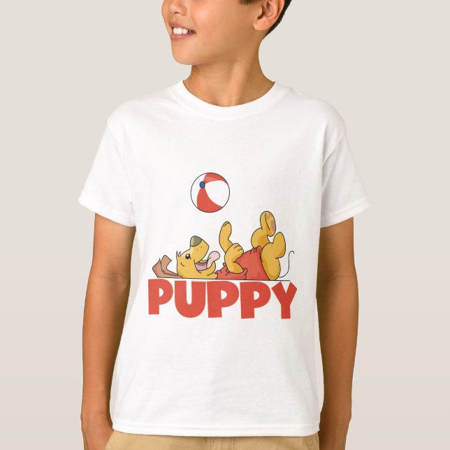 Welpe spielt T-Shirts und Geschenke (Vorderseite)