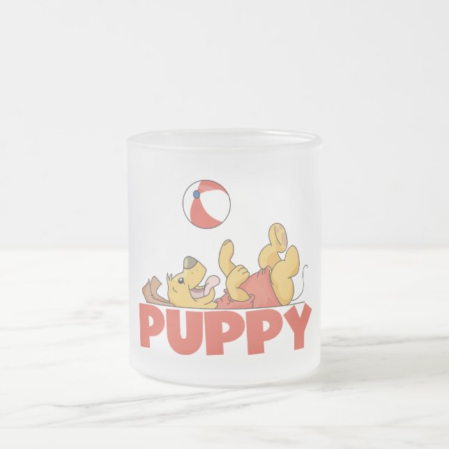 Welpe spielt T-Shirts und Geschenke Mattglastasse (Mittel)