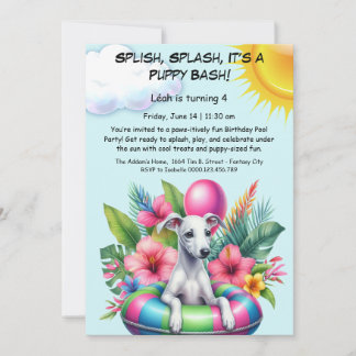 Welpe Splash Birthday Pool Party Einladung