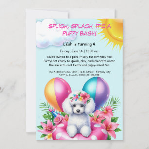 Welpe Splash Birthday Pool Party Einladung