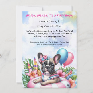 Welpe Splash Birthday Pool Party Einladung