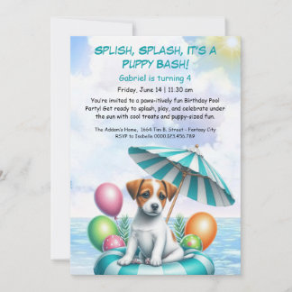 Welpe Splash Birthday Pool Party Einladung