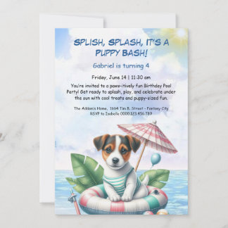 Welpe Splash Birthday Pool Party Einladung