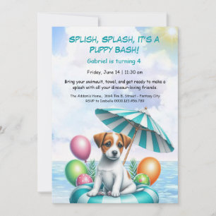 Welpe Splash Birthday Pool Party Einladung