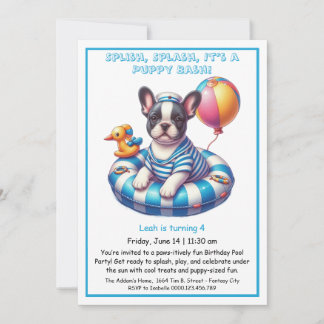 Welpe Splash Birthday Pool Party Einladung