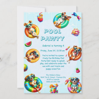 Welpe Splash Birthday Pool Party Einladung