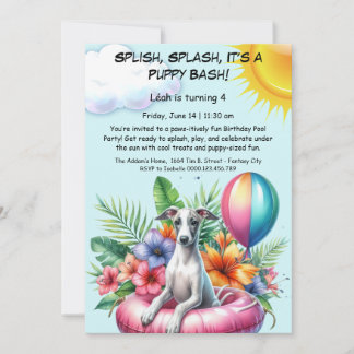 Welpe Splash Birthday Pool Party Einladung