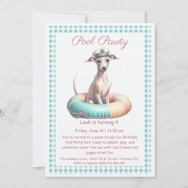 Welpe Splash Birthday Pool Party Einladung (Vorderseite)