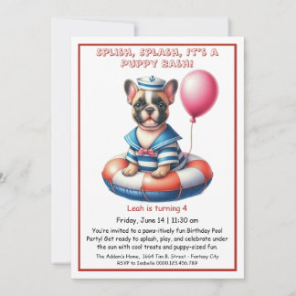 Welpe Splash Birthday Pool Party Einladung