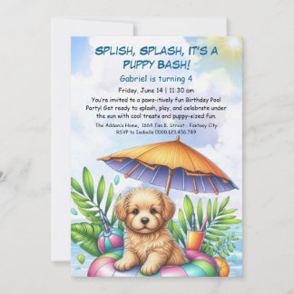 Welpe Splash Birthday Pool Party Einladung