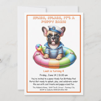 Welpe Splash Birthday Pool Party Einladung