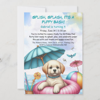 Welpe Splash Birthday Pool Party Einladung