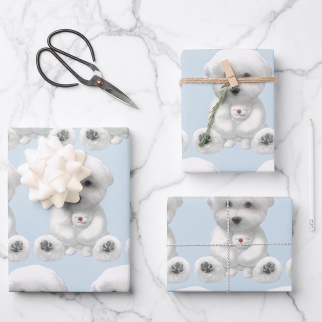 Welpe umarmt sein Spielzeug Geschenkpapier Set (Vorderseite)
