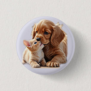 Welpe und Kätzchen Button