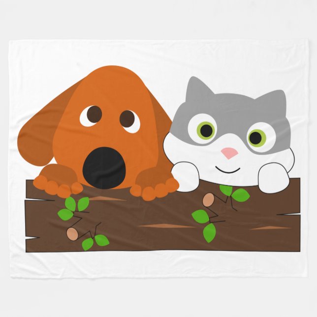 Welpe und Kitten Fleecedecke (Vorderseite (Horizontal))