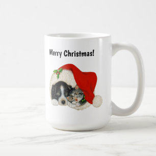 Welpe und Kitten Weihnachts-Tasse Kaffeetasse