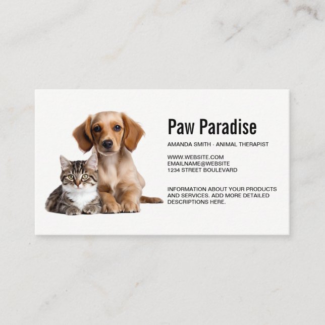 Welpe und Kitty Lay Seite by Side Visitenkarte (Vorderseite)