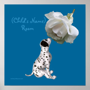 Welpe und Rosen Kids Room Personalisiert Poster