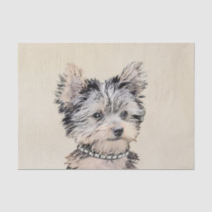 Welpe Yorkshires Terrier, der ursprüngliche Seidenpapier