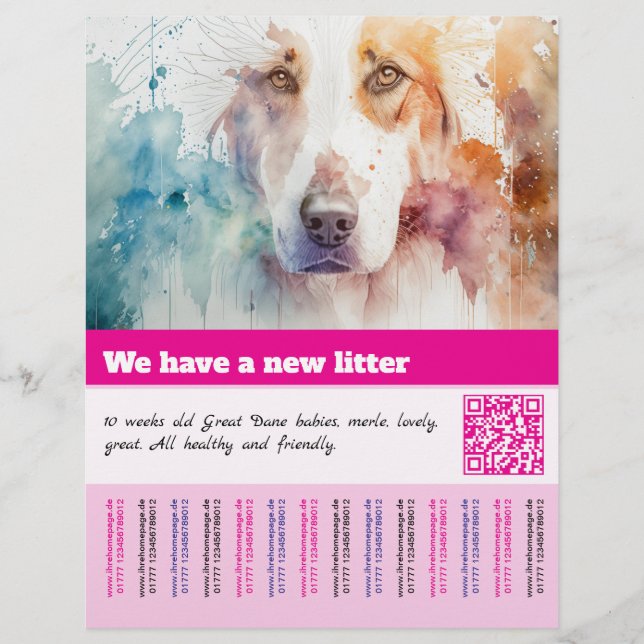Welpe zum Verkauf Flyer Vorlagen (Vorne)
