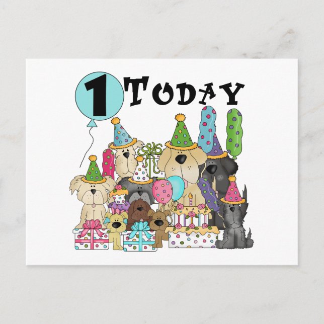 Welpen 1st Birthday Bash Tshirts und Geschenke Postkarte (Vorderseite)