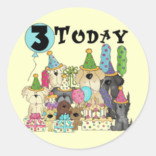 Welpen 3. Geburtstag Bash Tshirts und Geschenke Runder Aufkleber