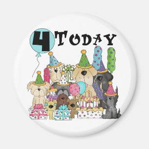 Welpen 4. Geburtstag Bash Tshirts und Geschenke Magnet