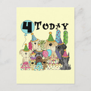 Welpen 4. Geburtstag Bash Tshirts und Geschenke Postkarte