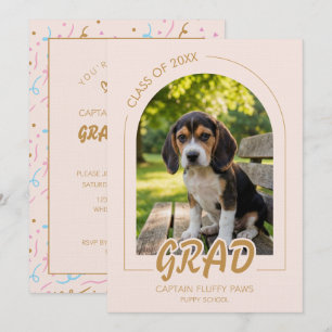 Welpen-Abschluss Blush Rosa Gold Moderne Fotos Einladung