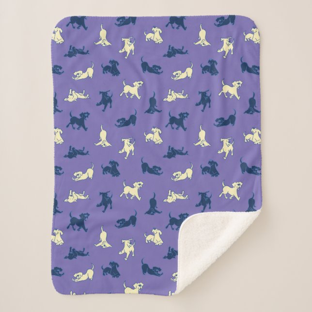 Welpen aus Gelb und Schwarz im Lila Hintergrund Sherpadecke (Vorderseite)