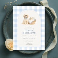 Welpen Blau Gingham Jungen Baby-Party